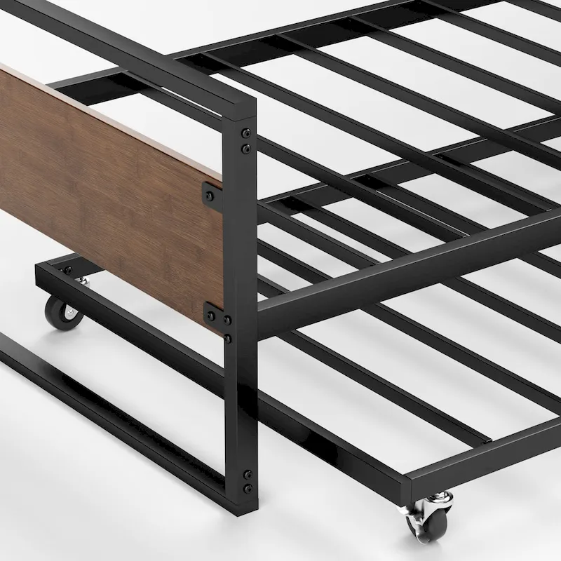 Priage by ZINUS Brown Bamboo and Metal Daybed with Trundle