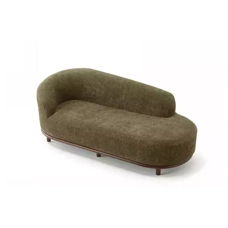 ModernLuxe Chaise Lounge, Mid-Century Modern Sofa with Rubberwood Frame, Left-Facing Daybed for Living Room