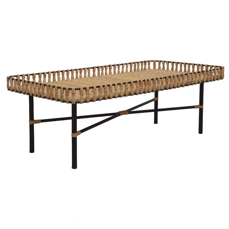 Handmade Natural Rattan And Iron Coffee Table by East at Main