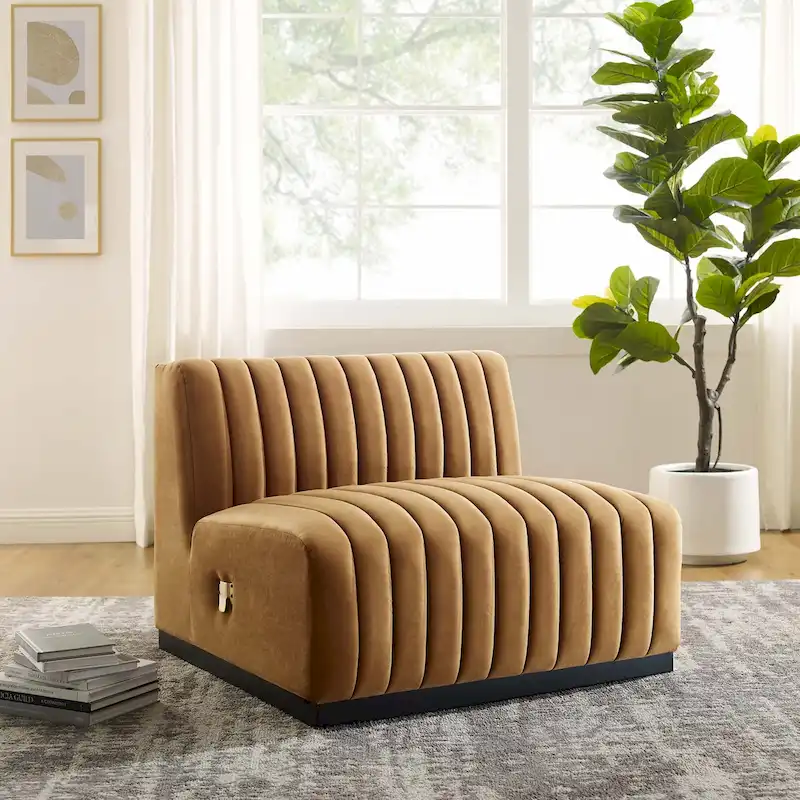 Conjure Channel Tufted Performance Velvet Armless Chair