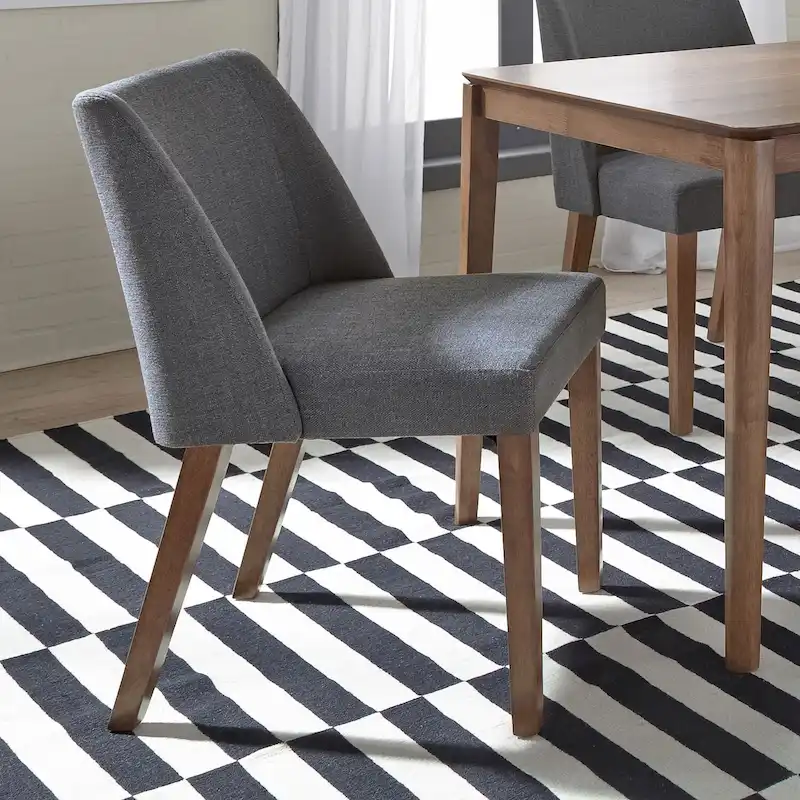 Space Savers Dining Chairs Set Walnut and Linen Upholstery 2 Piece - Various Colors