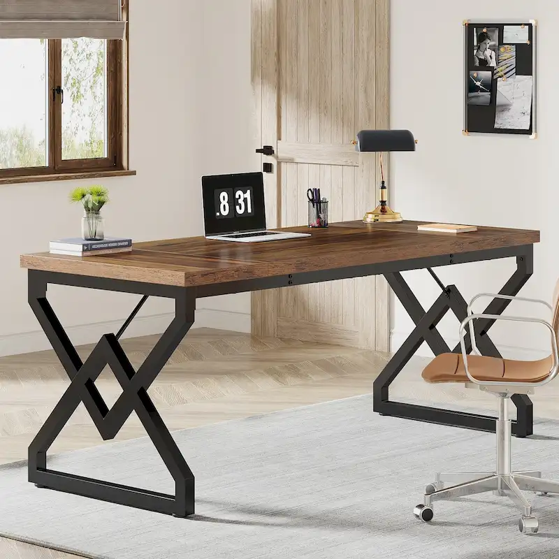 63-in Executive Desk, Larg Computer Desk for Home Office