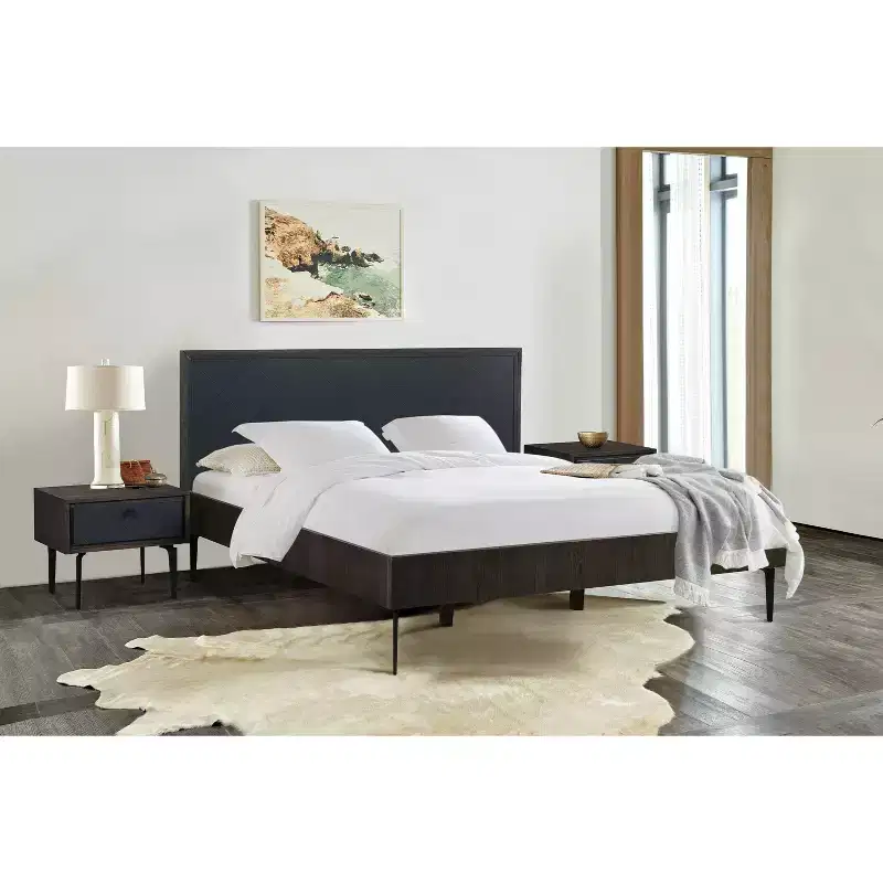 Cross Solid Oak and Metal Nightstand Dark Gray - Armen Living