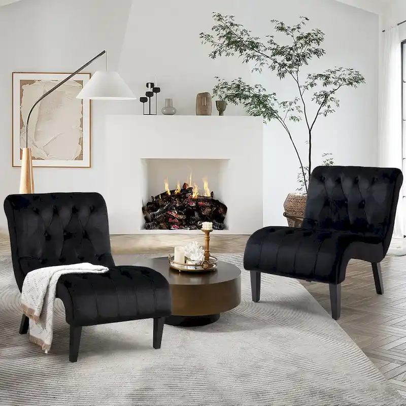 Set of 2 Armless Accent Upholstered Lounge Chair