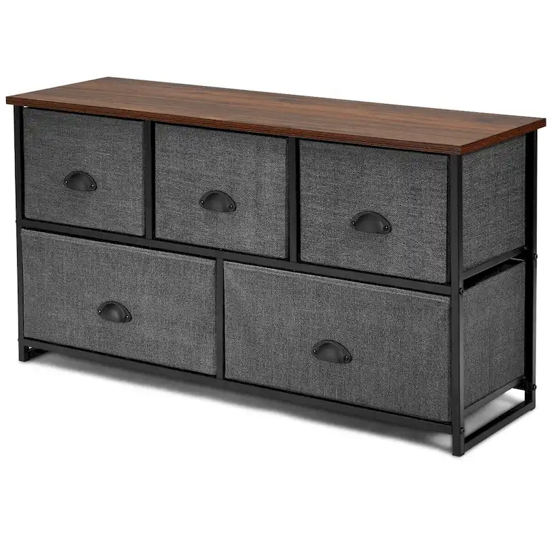 Gymax 5 Drawers Dresser Storage Unit Side Table Display Organizer Dorm