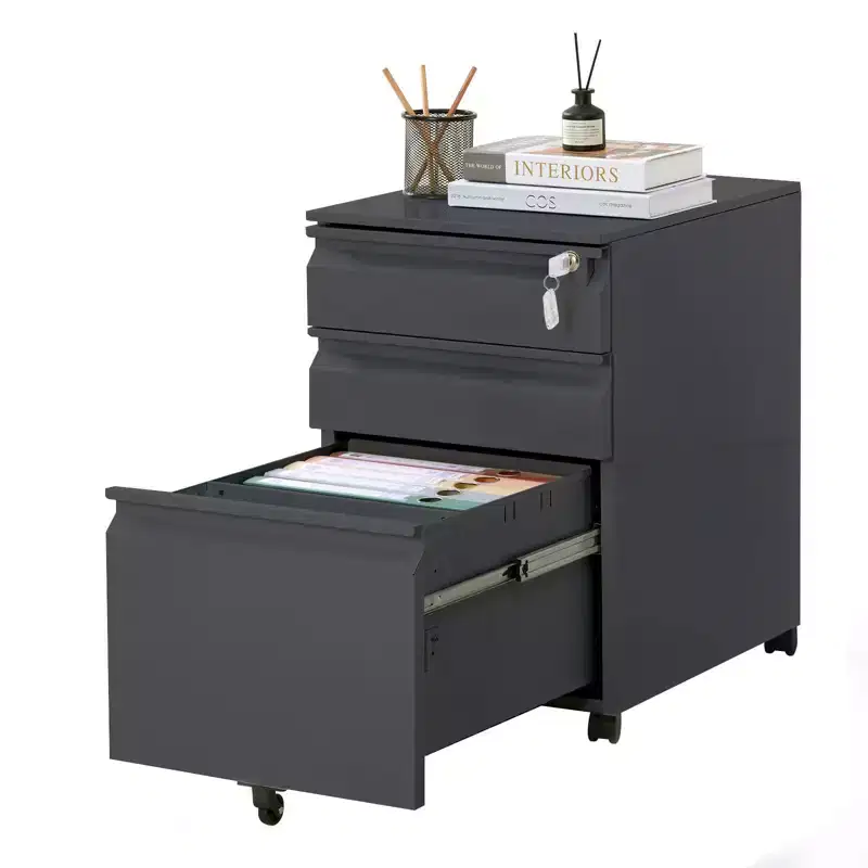 1Pcs Cold Pressed Plate 3-Drawer File Cabinet with Durable Construction, Smooth Sliding Drawers, Compact Design, and Secure Storage