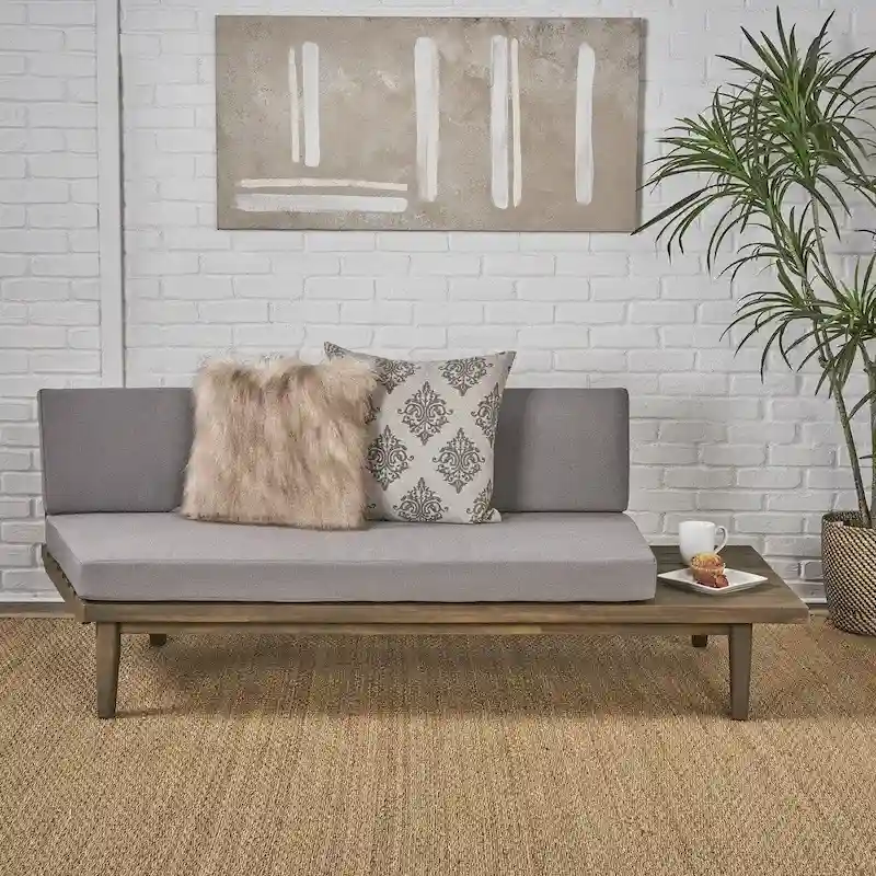 Minimalist Acacia Wood Right-Sided Outdoor Sofa