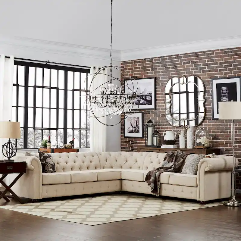 7-Seat L-Shaped Chesterfield Sectional Sofa