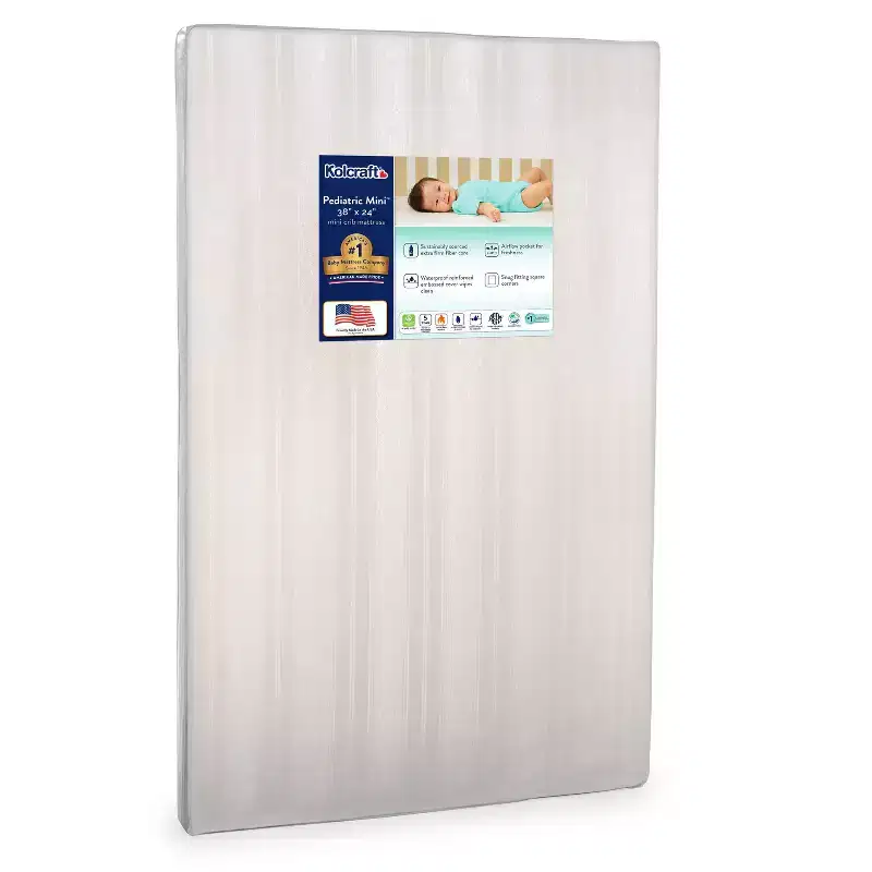 Mini Waterproof Crib Mattress - 38"x24": Ultra Firm, Hypoallergenic, Polyester Foam, 3.6 lbs