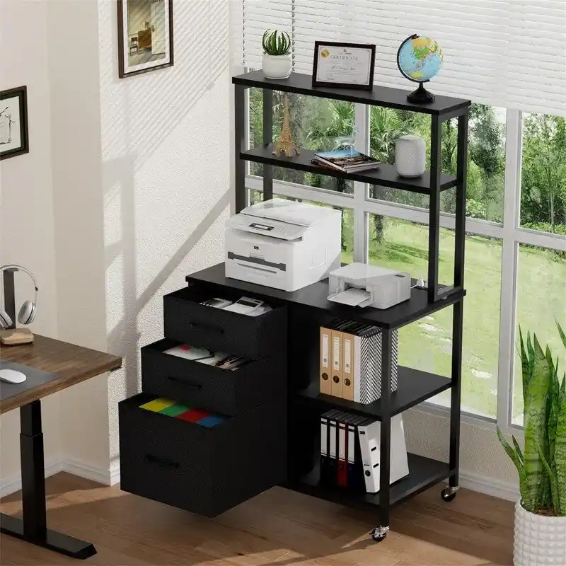 File Cabinet with 3 Drawers and Shelves - 29.5D x 15.7W x 24.6H