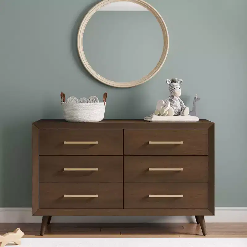 6-Drawer Double Dresser for Nursery or Bedroom, Anti-Tip Kit Included, Non-Toxic Baby Safe Finish