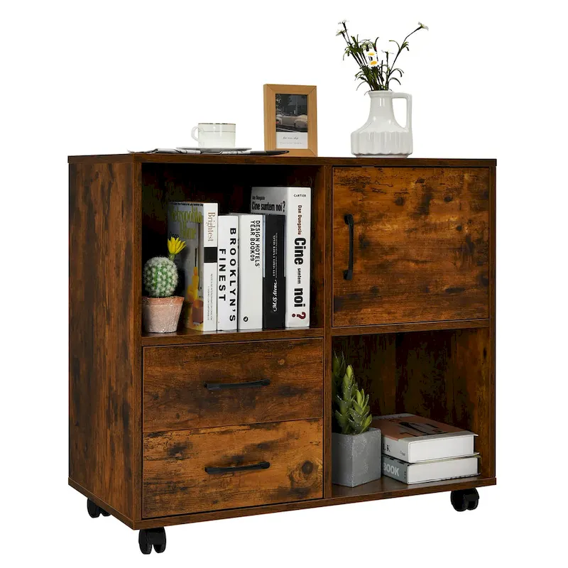 Costway File Cabinet Mobile Lateral Printer Stand with Storage Shelves