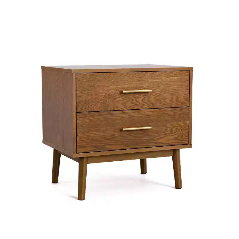 HOMES: Inside + Out Riverstone Mid-Century Modern 2 Drawer Nightstand Walnut