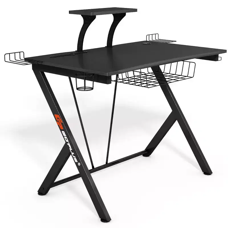 Gaming Desk with Headphone Hook & Cup Holder