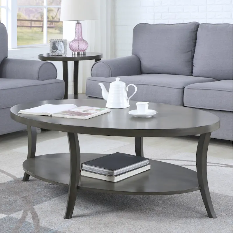 Oval Coffee Table with Shelf