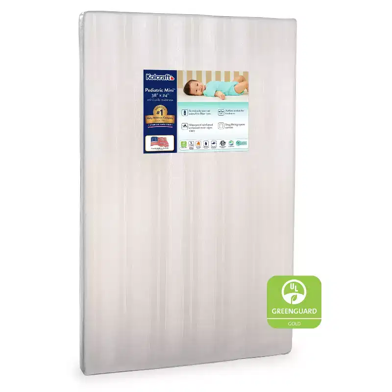 Mini Waterproof Crib Mattress - 38"x24": Ultra Firm, Hypoallergenic, Polyester Foam, 3.6 lbs