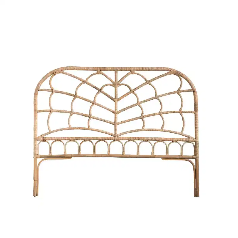 Natural Rattan Arched Headboard, Bohemian Bedroom Accent