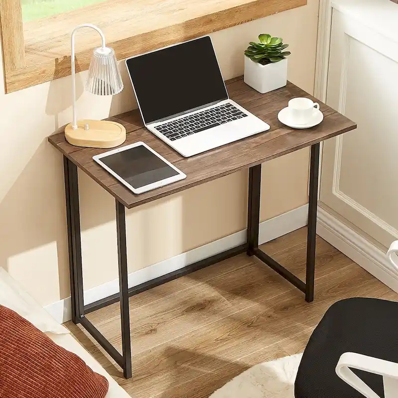 Javlergo Folding Computer Desk, 31.5 No Assembly Writing Desk, Space Saving Foldable Laptop Table for Home Office