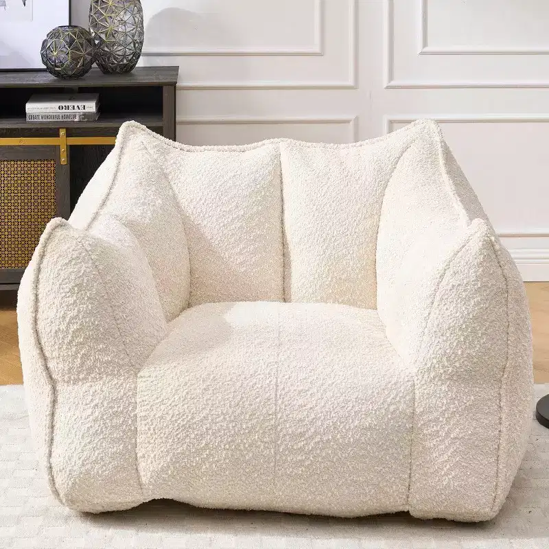 Okak 47 Inch Oversized Bean Bag Chair,High-Resilience Foam Square Lounger Beanbag Chair with Handle & Armrests,Chenille Floor Sofa for Living Room