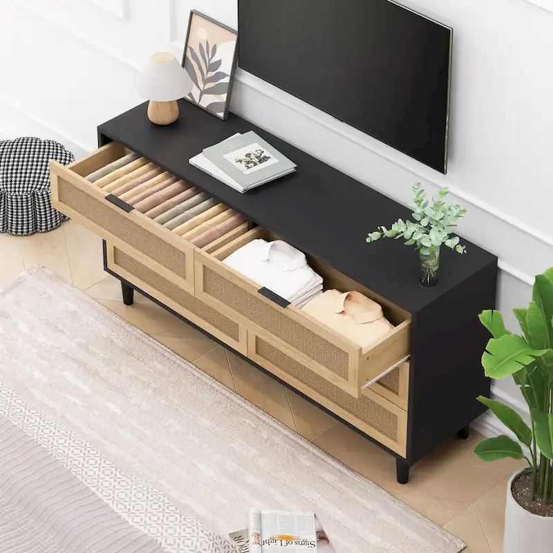RR 59.066-Drawers Rattan Storage Cabinet