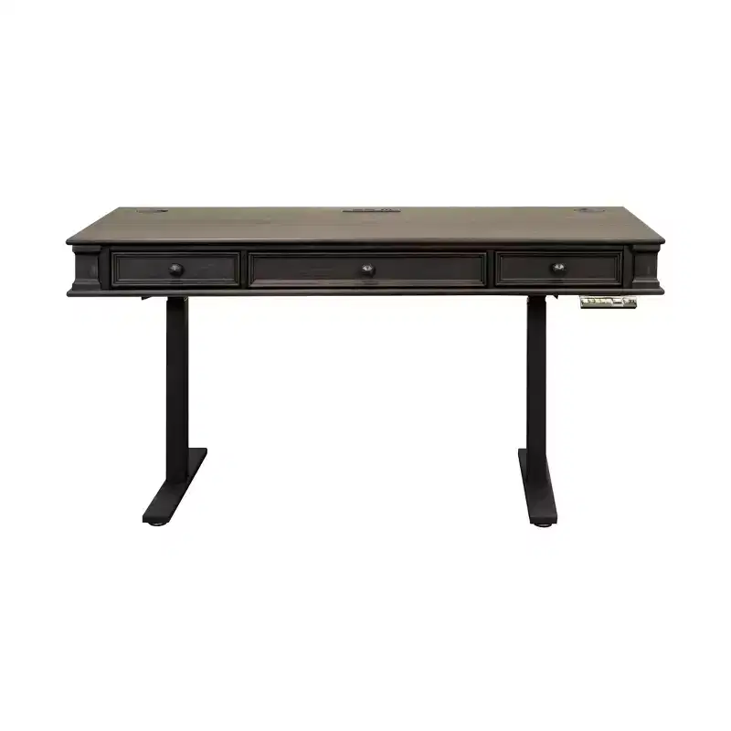 Kingston Traditional Wood Electronic Sit/Stand Desk Dark Brown - Martin Furniture: Adjustable Height, Hartford Collection