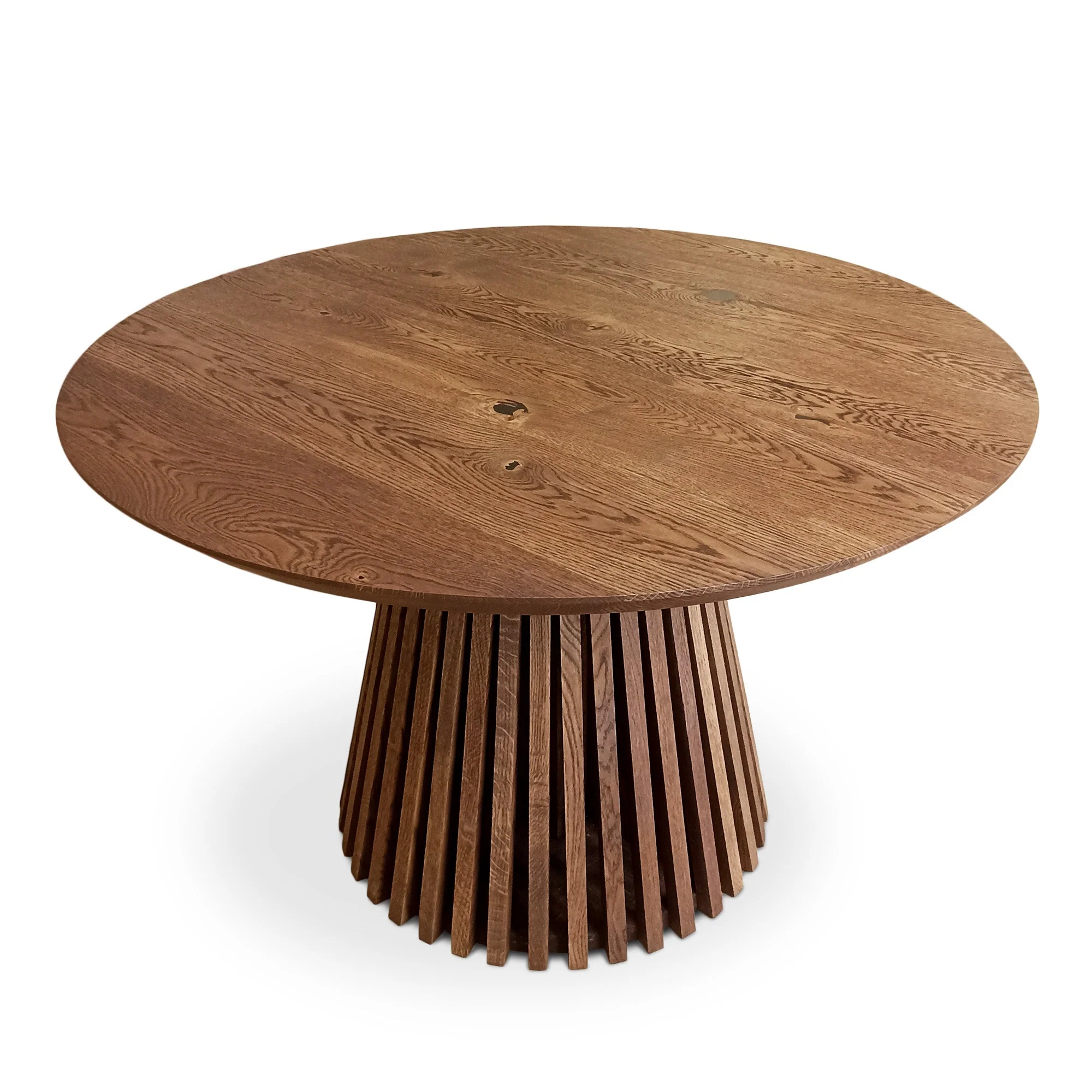 Round Dining Table in Chocolate Oak - Introducing our handcrafted Round Dining Table in Chocolate Oak with pipe legs - a