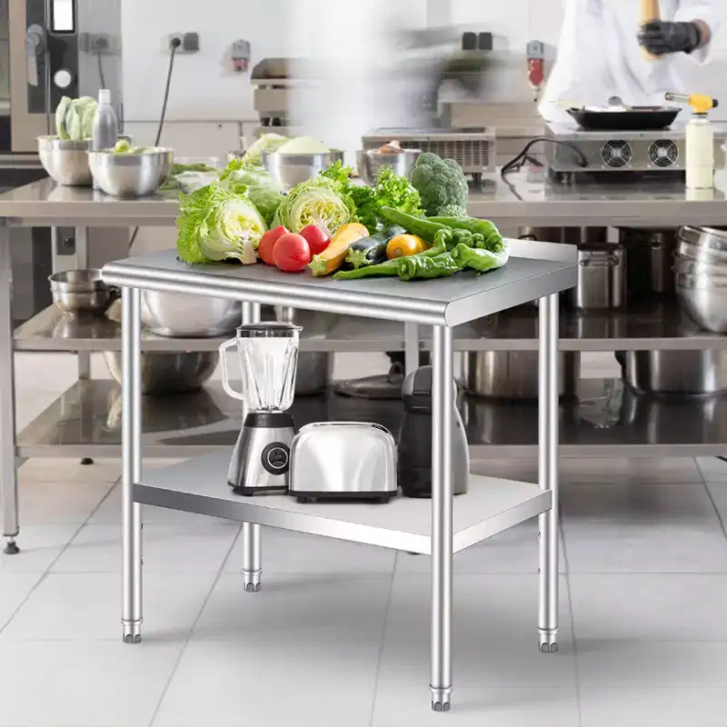 Stainless Steel Table 60x24 Inch - Heavy Duty Commercial Metal Table for Prep & Work with Backsplash & Adjustable Shelf, for Kitchen, Restaurant